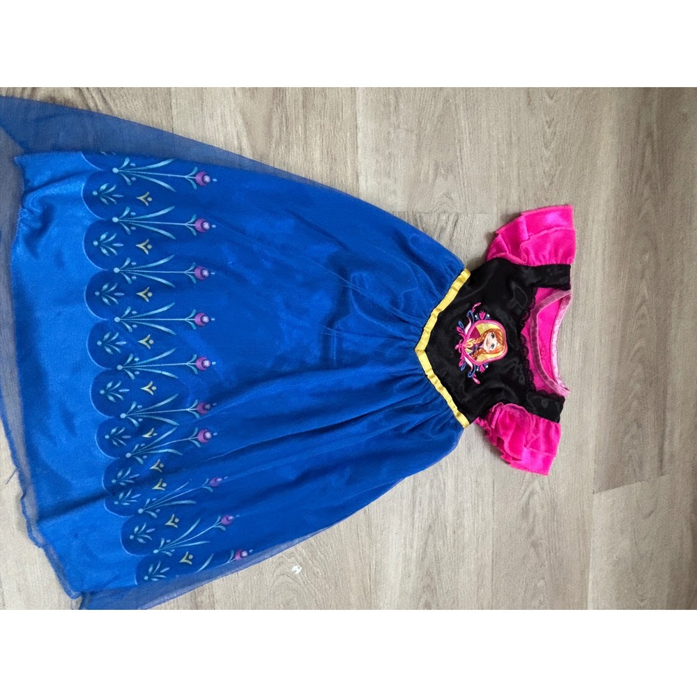 Disney Frozen Anna Costume Nightgown Blue Pink Black Girls Size 2T - Picture 4 of 6
